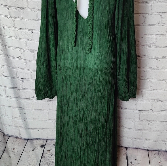 Savannah Morrow Zuni Dress in Emerald Green Long Sleeve Midi NWT XS Silk Bamboo - Picture 6 of 10
